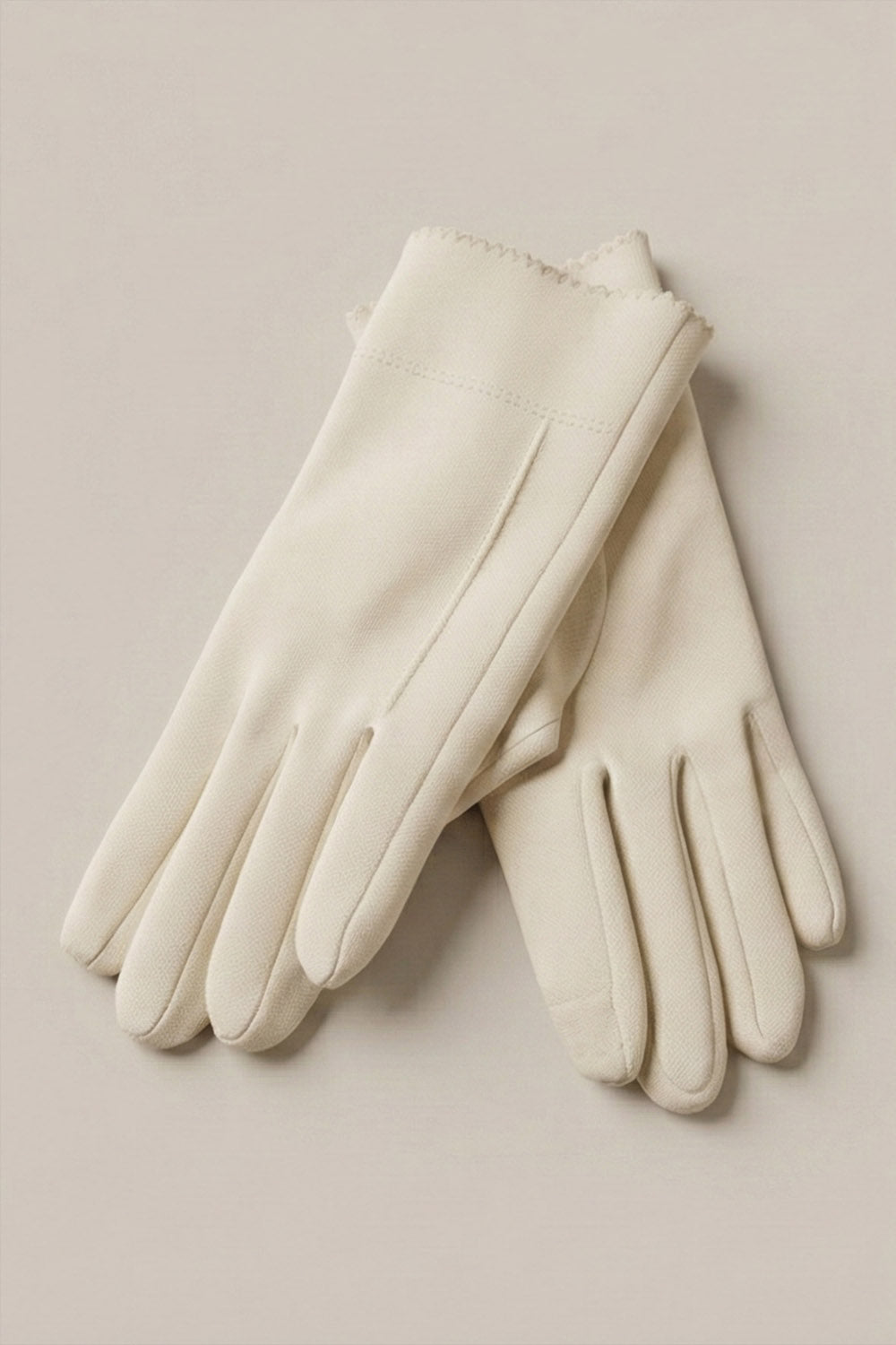 Kaşe Eldiven - Zigzag Kışlık Eldiven - Ekru
