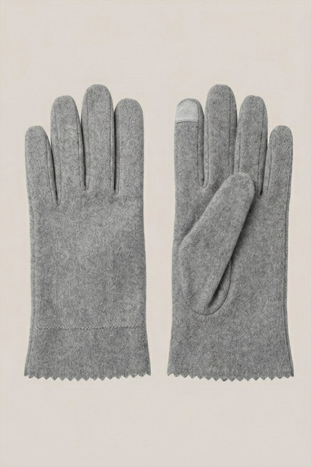 Kaşe Eldiven - Zigzag Kışlık Eldiven - Gri