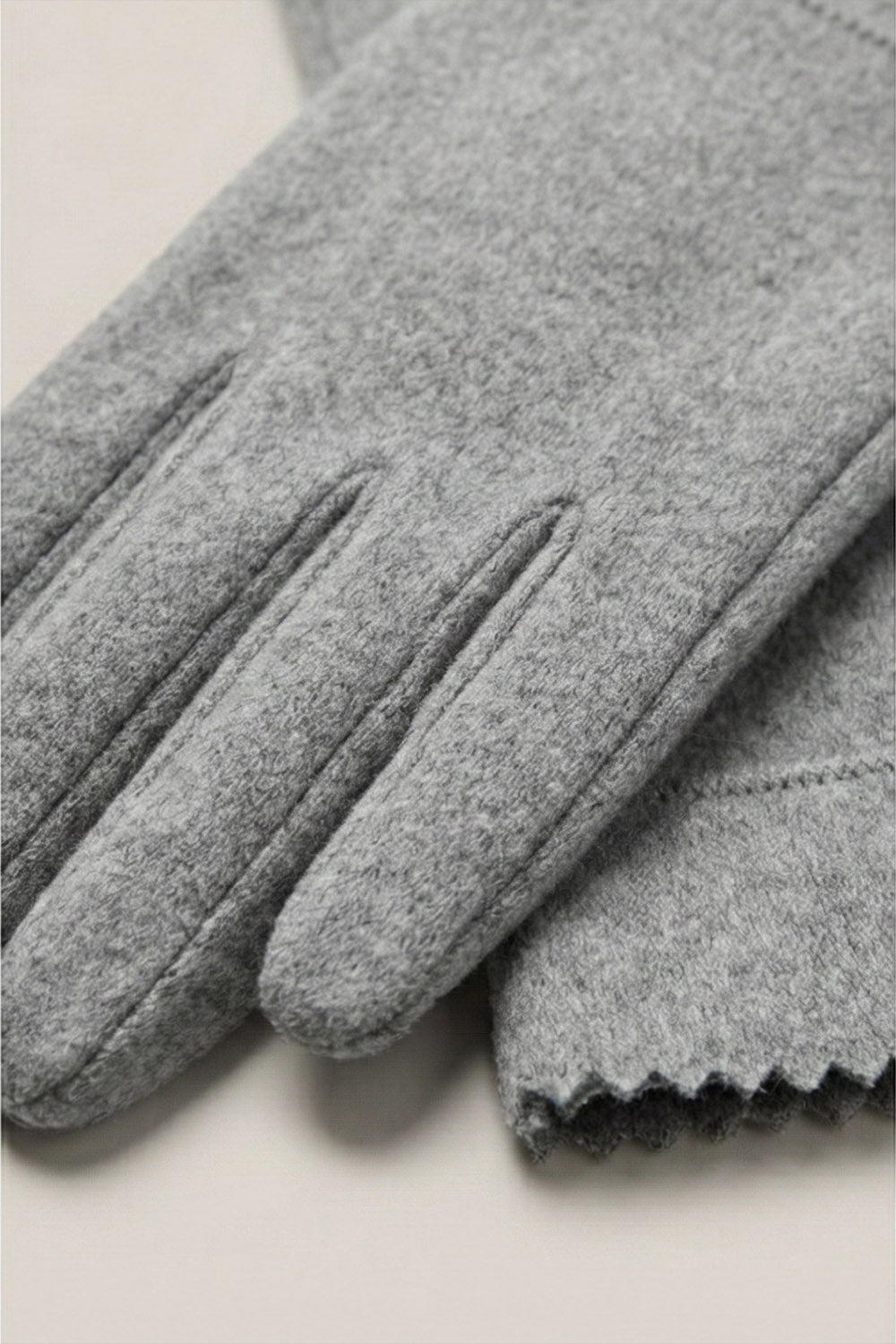 Kaşe Eldiven - Zigzag Kışlık Eldiven - Gri