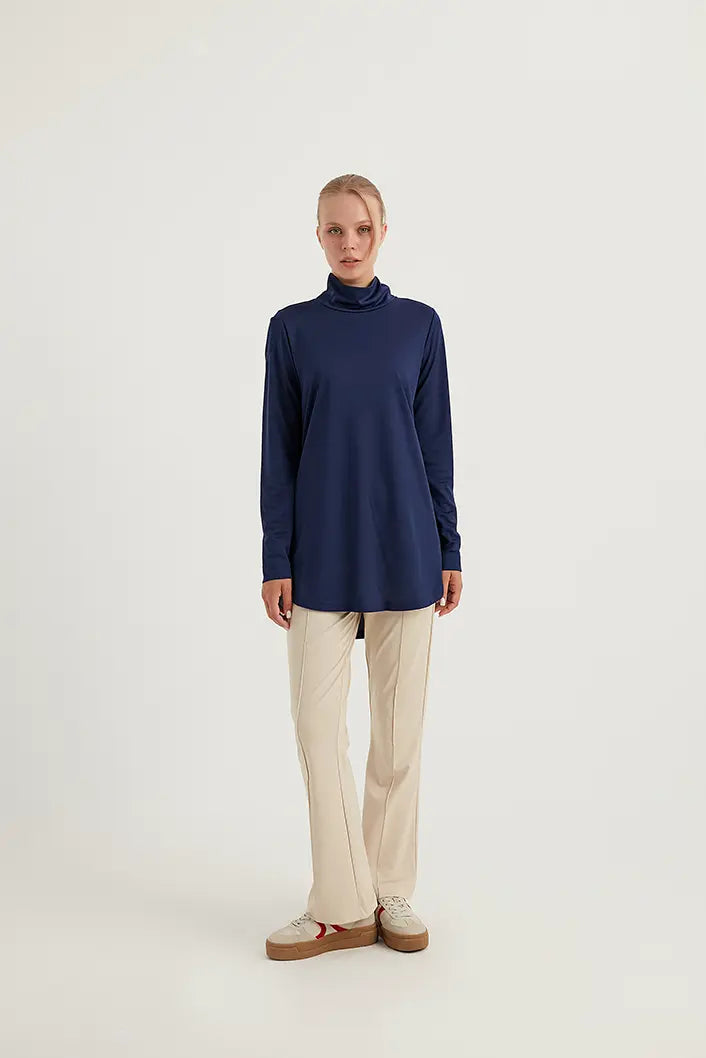 GYM-FIT Balıkçı Yaka Eşofman Üstü - Lacivert