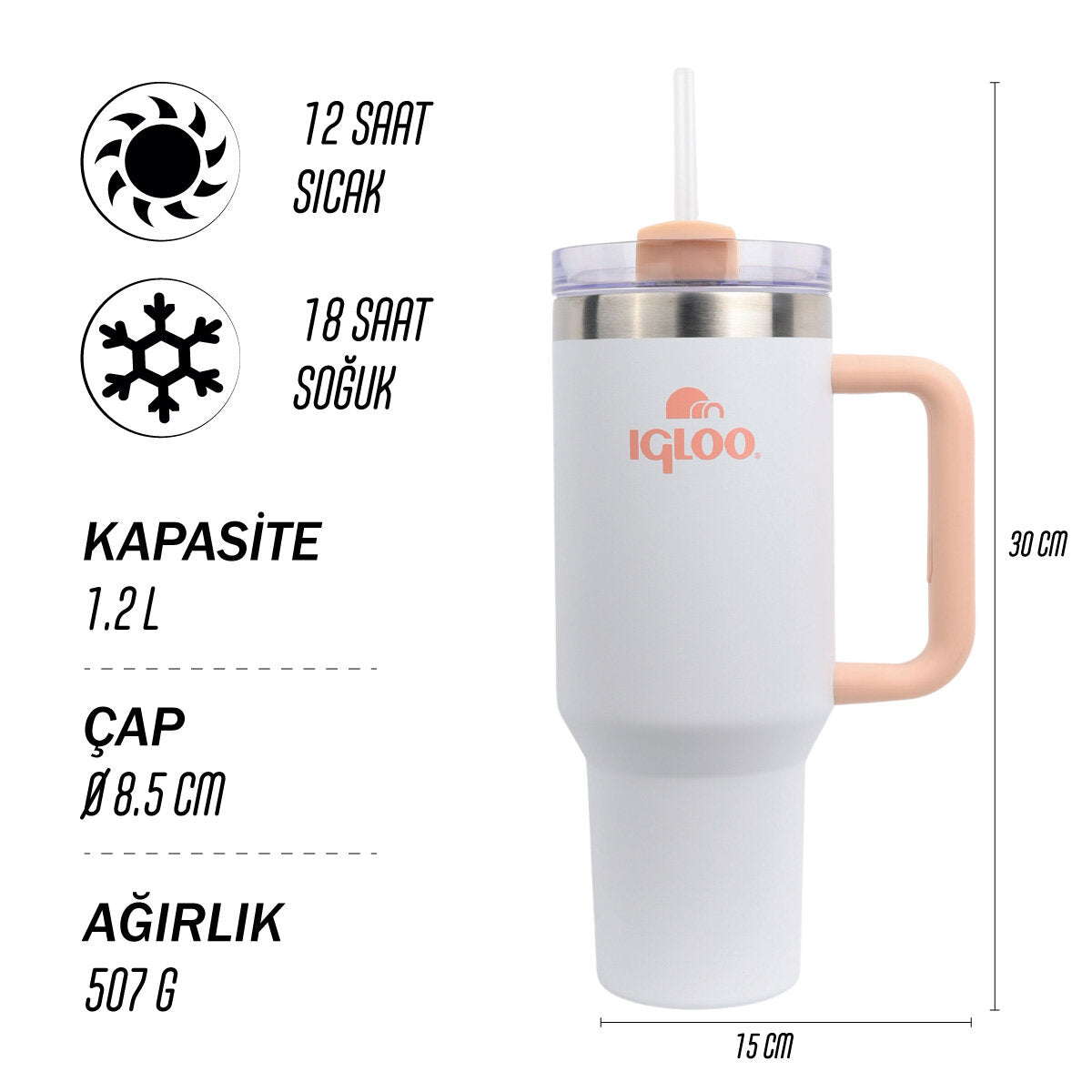 Igloo Stadler Thermo-Mug 1.2 Litre-BEYAZ