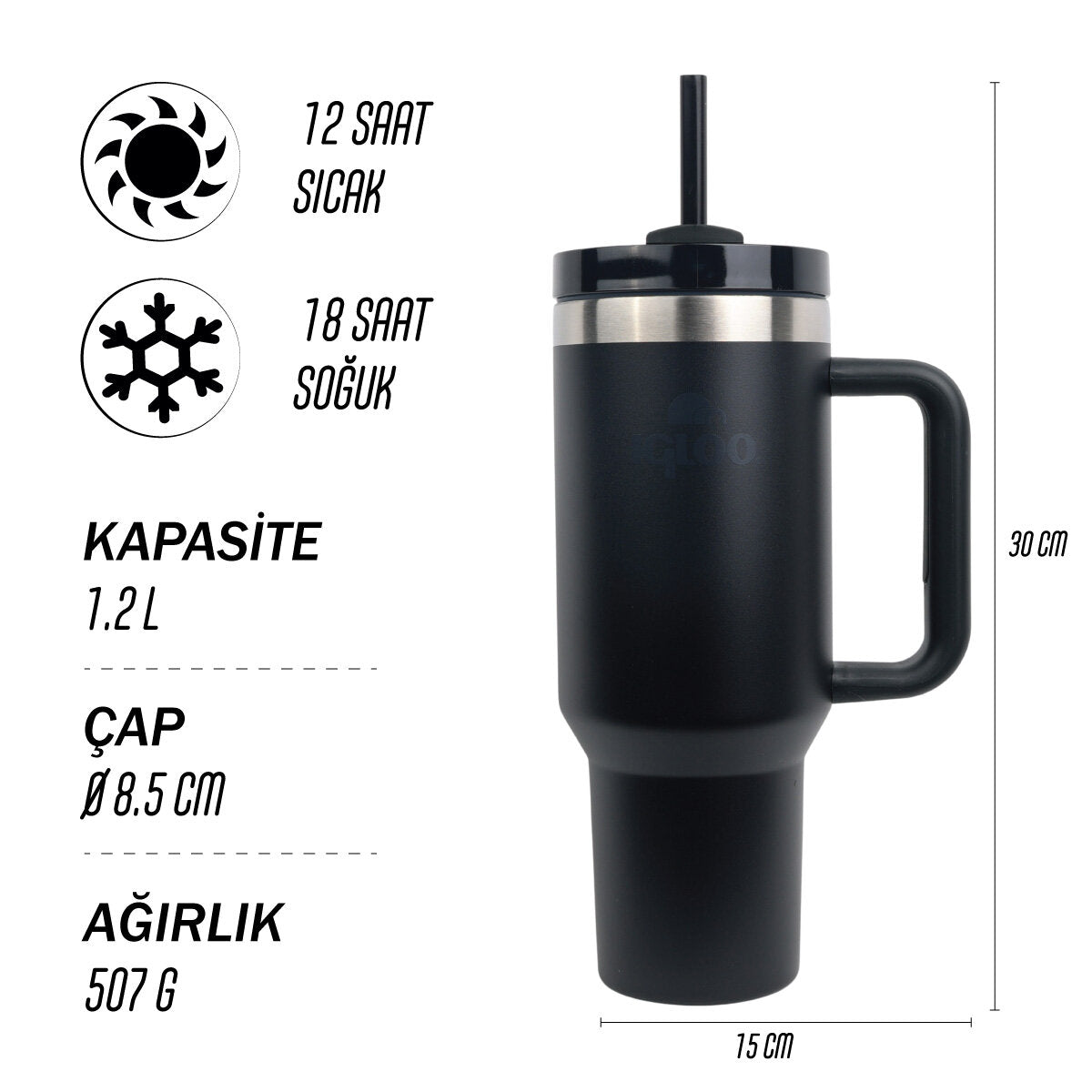 Igloo Stadler Thermo-Mug 1.2 Litre-SİYAH