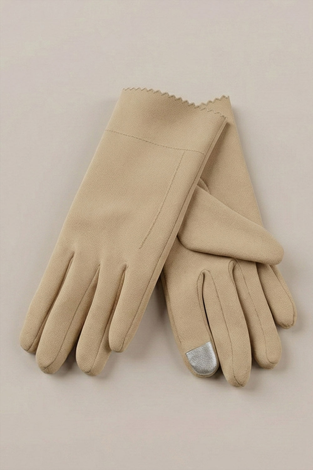 Kaşe Eldiven - Zigzag Kışlık Eldiven - Vizon