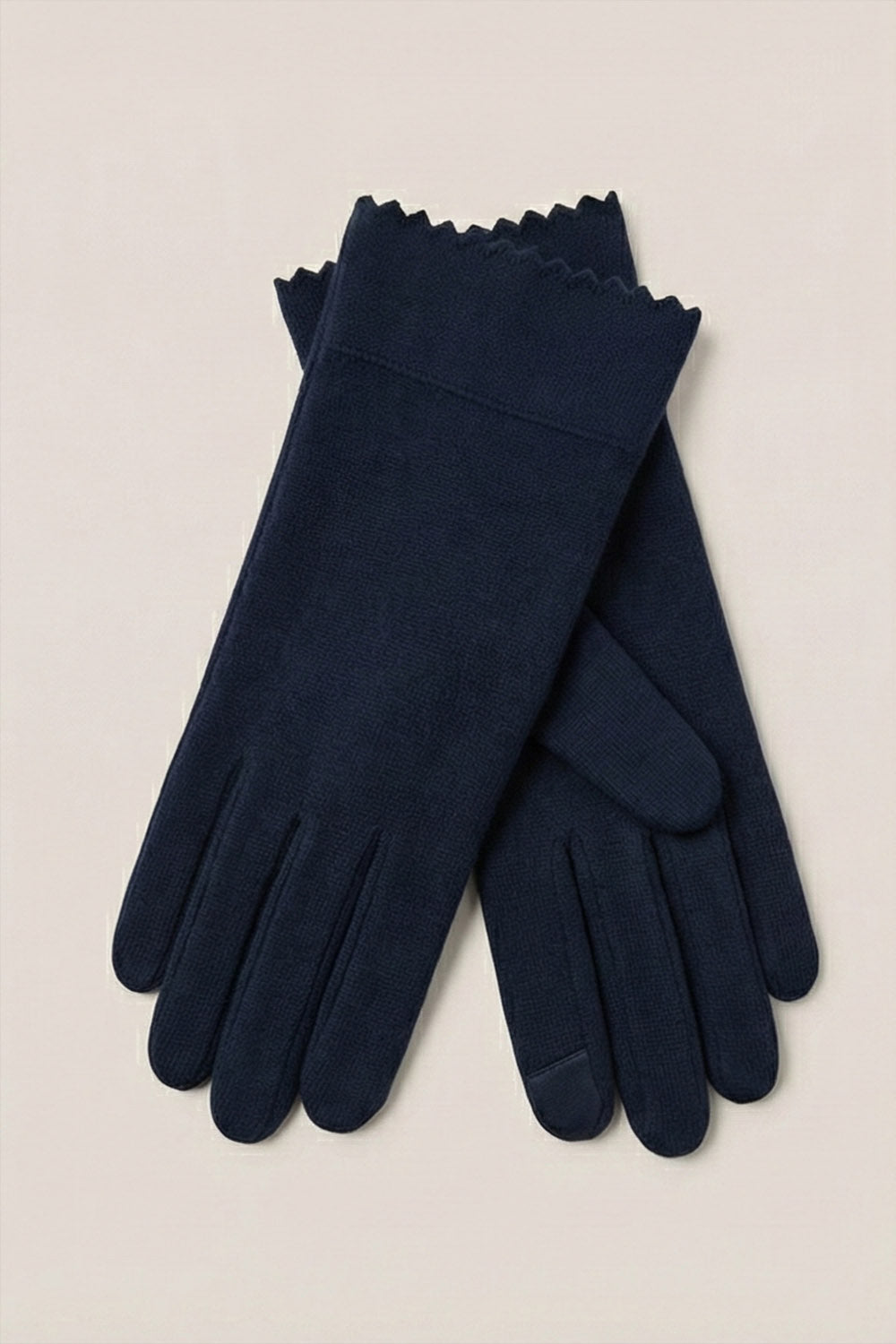 Kaşe Eldiven - Zigzag Kışlık Eldiven - Lacivert