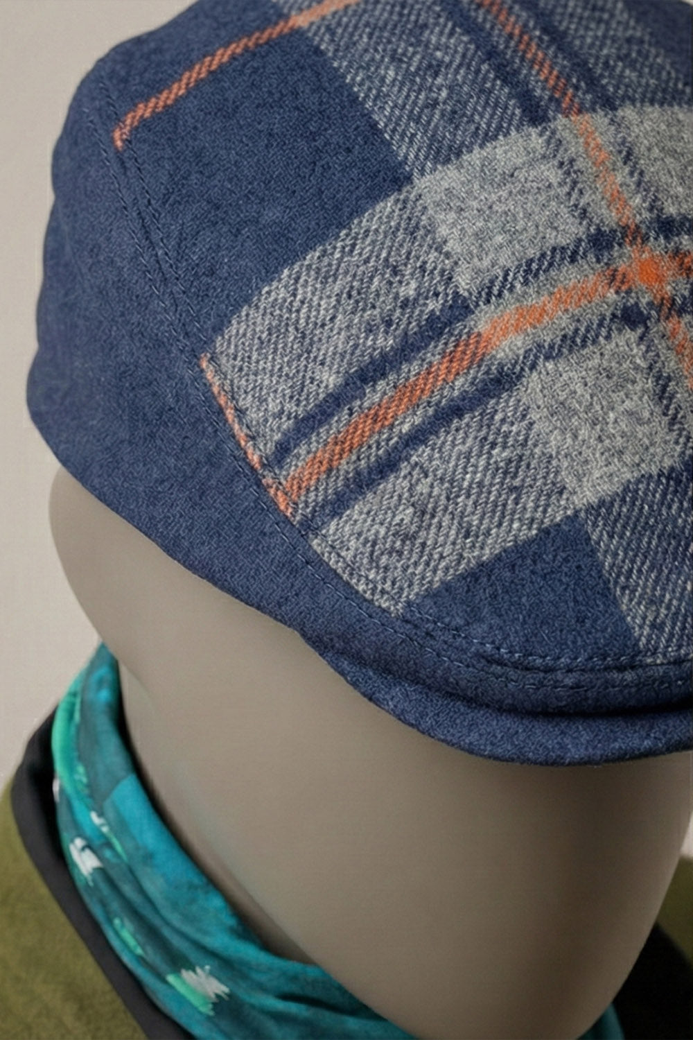 Kaşe Kasket - Ekose Mavi