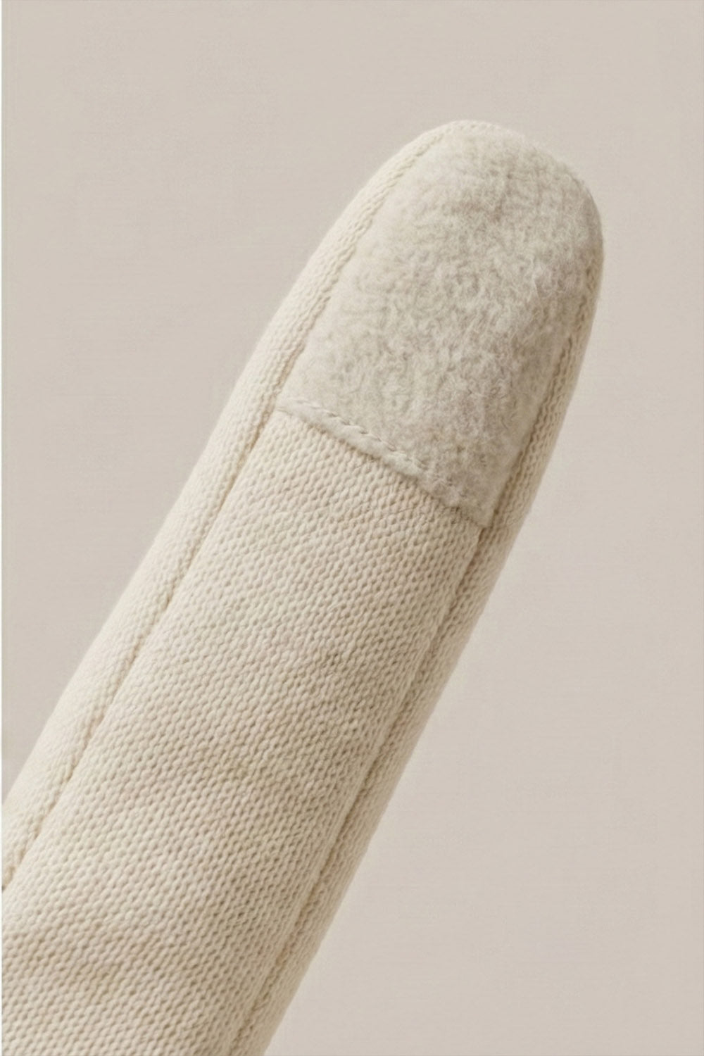 Kaşe Eldiven - Zigzag Kışlık Eldiven - Ekru