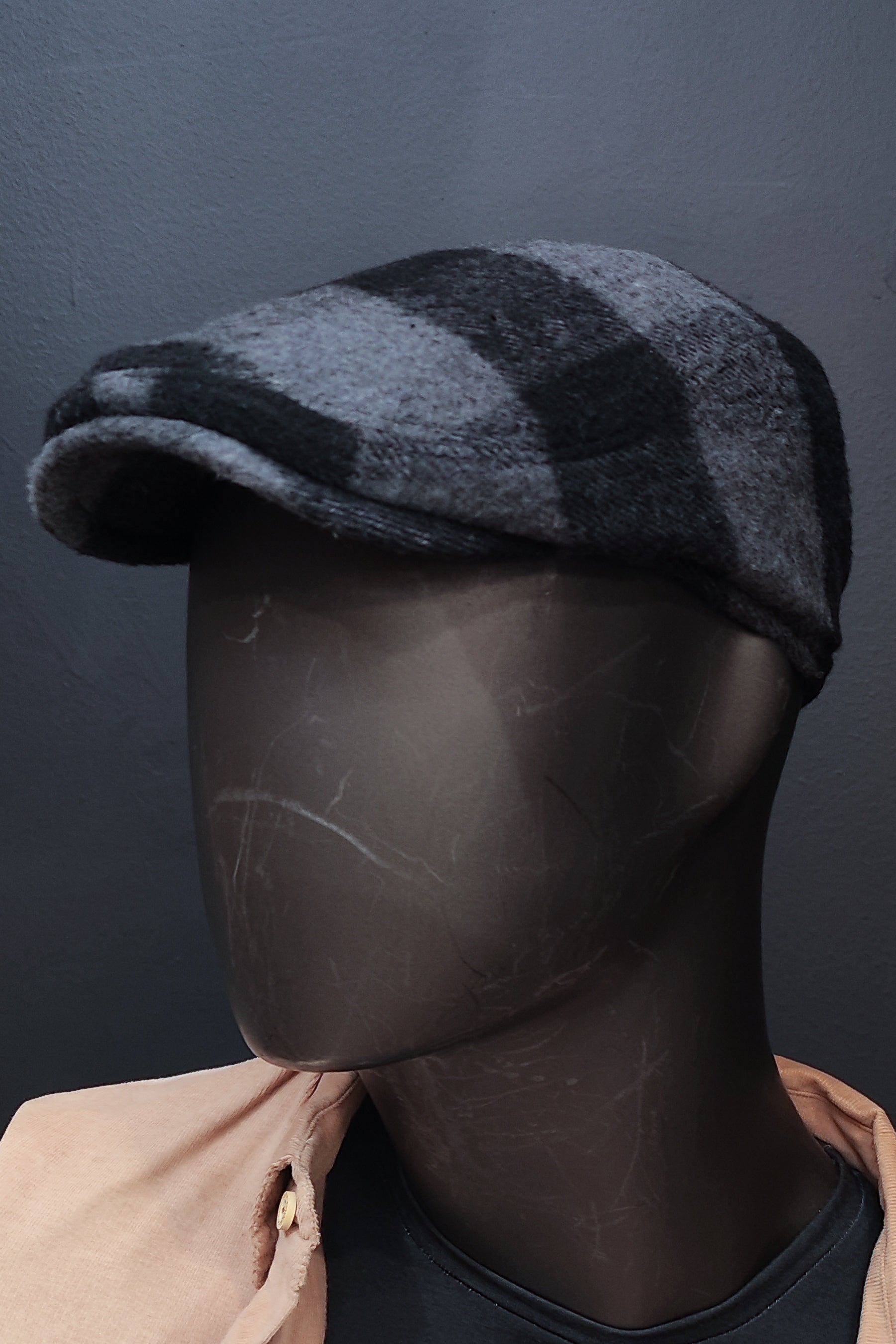 Kaşe Kasket Siyah Gri Ekose