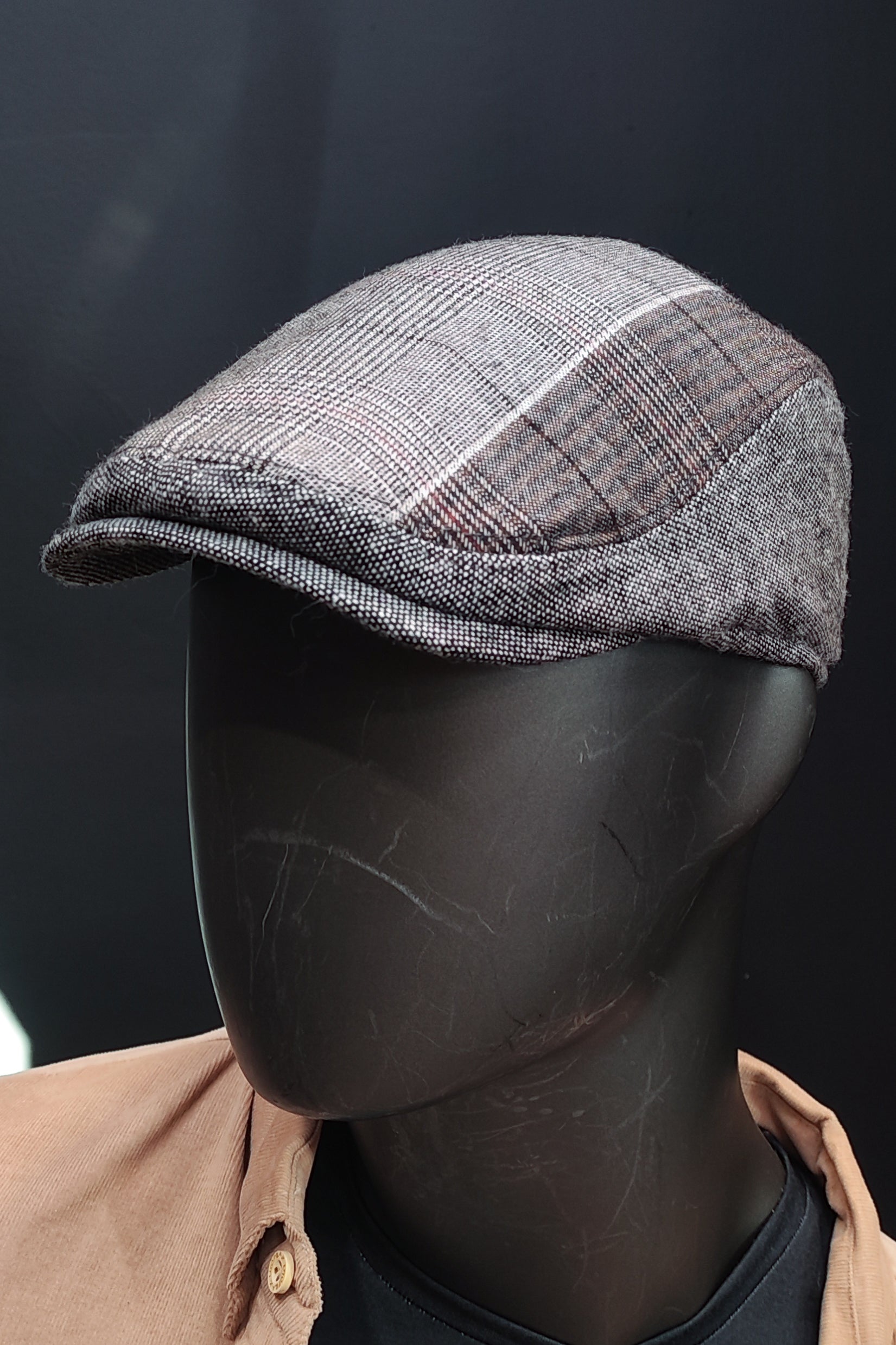 Kaşe kasket ince Kahve kareli