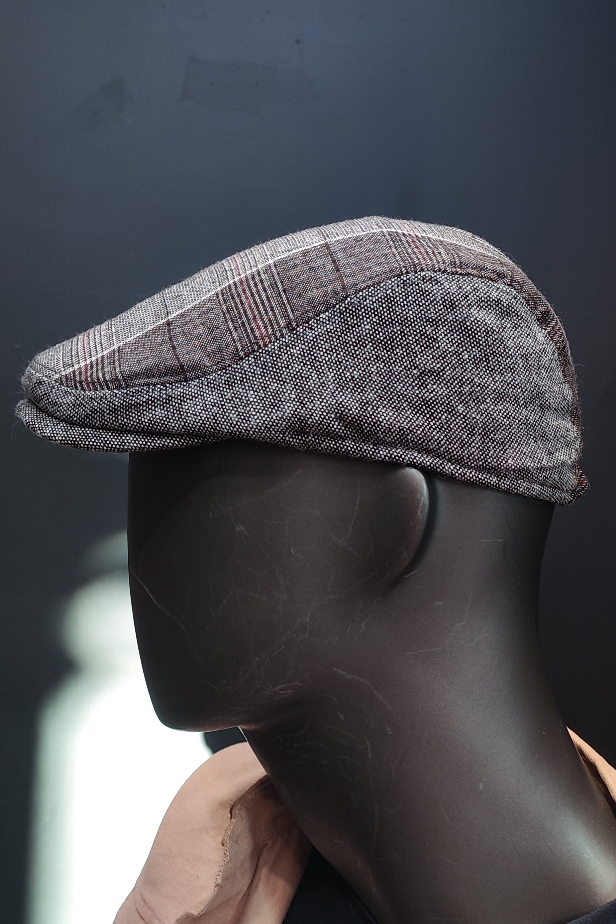 Kaşe kasket ince Kahve kareli