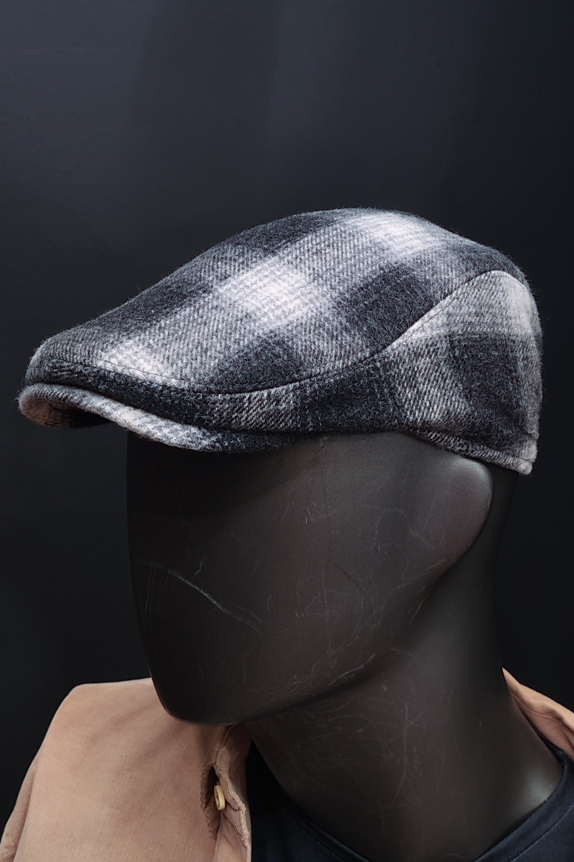 Kaşe kasket Gri Ekose