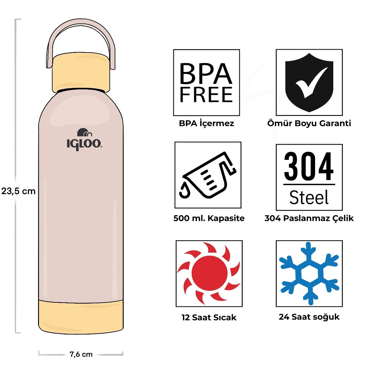 Igloo Hydrate Pro Termos 500ml-BEJ