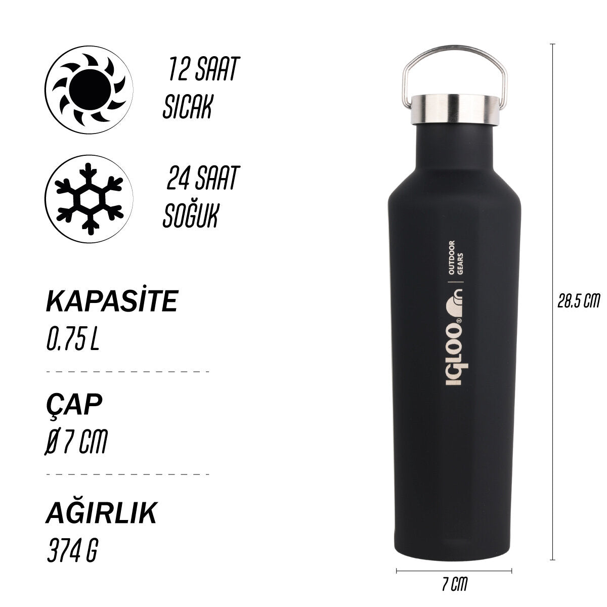 Igloo Pentagon Termos 750ml-SİYAH