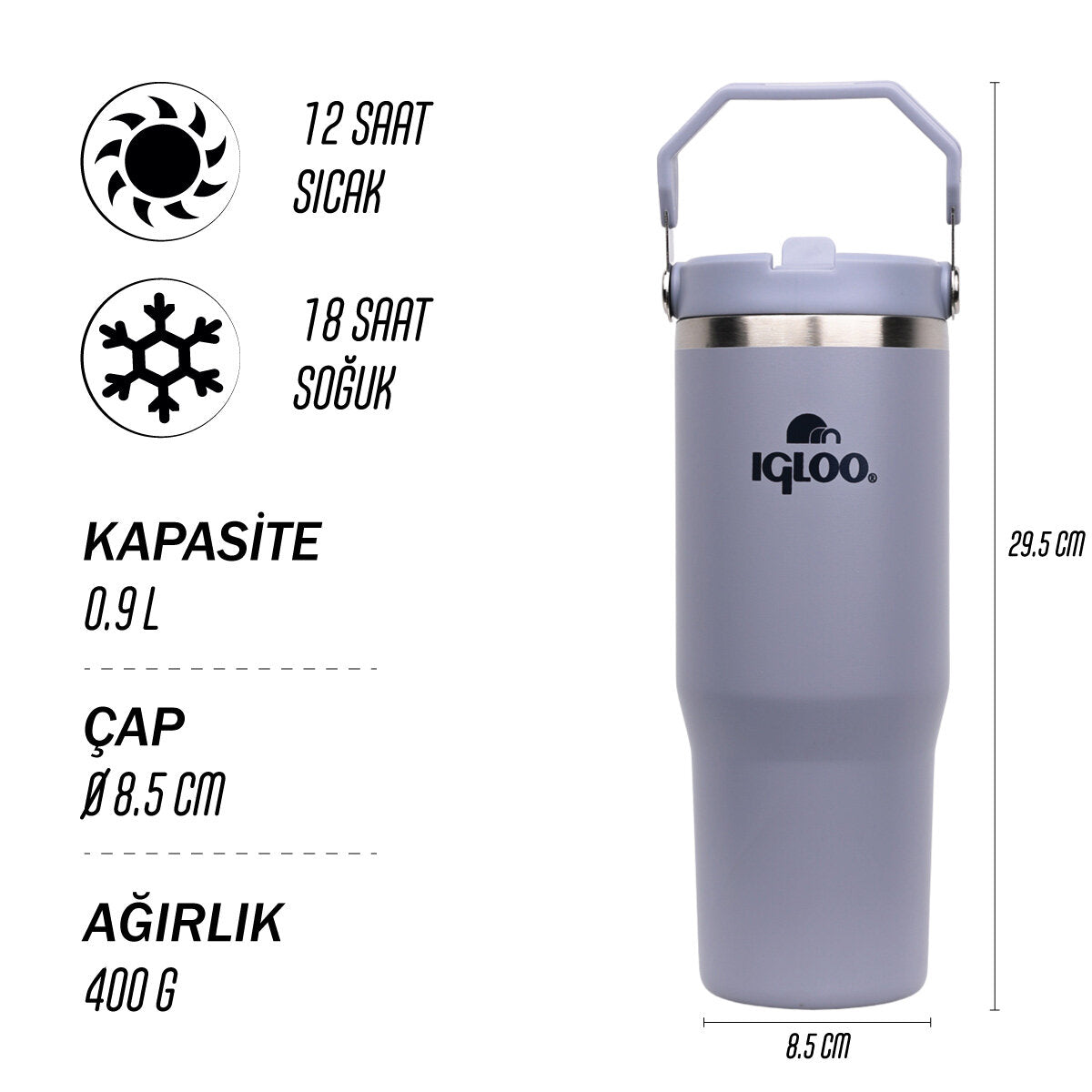 Igloo Powder Termos 900ml-DUMAN MAVİ