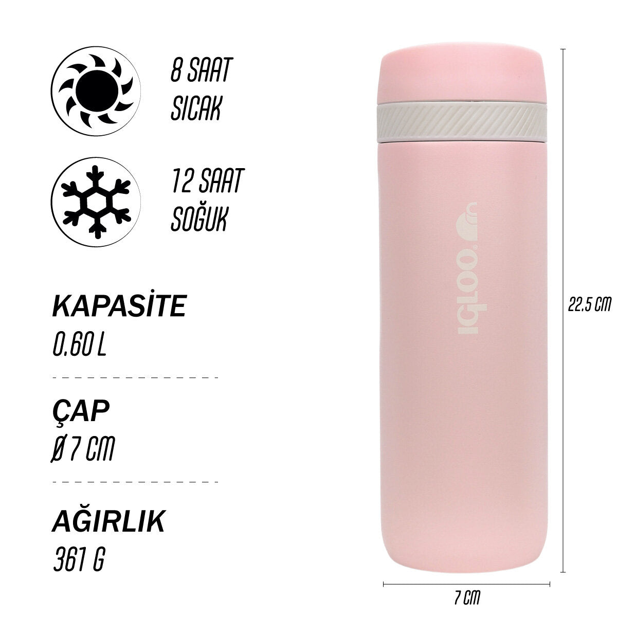 Igloo Squid Termos 600ml-PEMBE